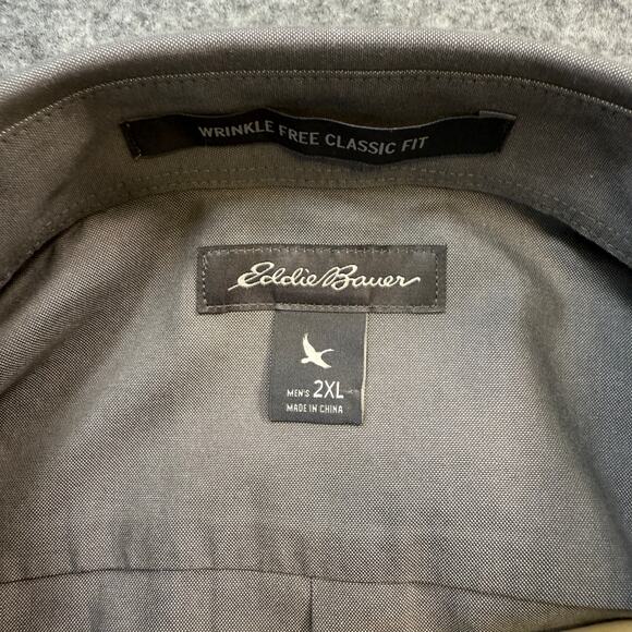 Men's Eddie Bauer Gray Classic Oxford‎ Button Down Size XXL NEW - Picture 3 of 10
